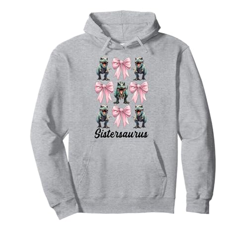 Sistersaurus Trex Tyrannosaurus Rex Dinosaurier Mädchen Kokette Pullover Hoodie von Womens Pink Coquette Bow Trex Dinosaur Gifts