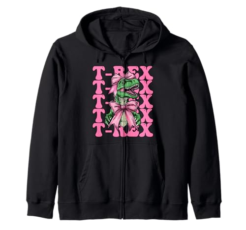 T-Rex Tyrannosaurus Rex Dinosaurier Mädchen Mama Kokette Schleife Kapuzenjacke von Womens Pink Coquette Bow Trex Dinosaur Gifts