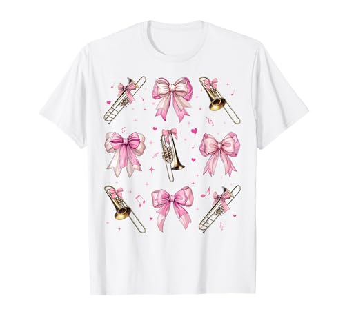 Posauneninstrument Posaunist Mädchen Kokette Bogen Rosa Mama T-Shirt Posauneninstrument Posaunist Mädchen Kokette Bogen Rosa Mama T-Shirt von Womens Pink Coquette Bow Trombone Instrument Gifts