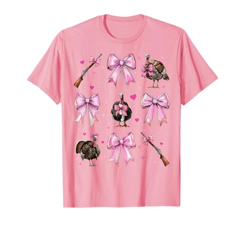 Türkei Jagd Truthahn Jäger Mädchen Kokette Schleife Rosa Mama T-Shirt von Womens Pink Coquette Bow Turkey Hunting Gifts