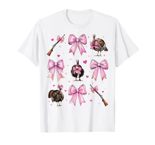 Türkei Jagd Truthahn Jäger Mädchen Kokette Schleife Rosa Mama T-Shirt von Womens Pink Coquette Bow Turkey Hunting Gifts
