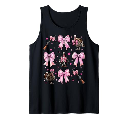 Türkei Jagd Truthahn Jäger Mädchen Kokette Schleife Rosa Mama Tank Top von Womens Pink Coquette Bow Turkey Hunting Gifts