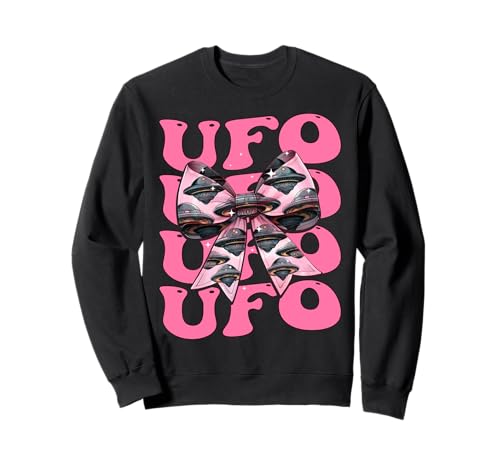 Kokette Schleife Ufo fliegende Untertasse Außerirdische Mädchen Mama Sweatshirt Kokette Schleife Ufo fliegende Untertasse Außerirdische Mädchen Mama Sweatshirt von Womens Pink Coquette Bow Ufo Flying Saucer Gifts