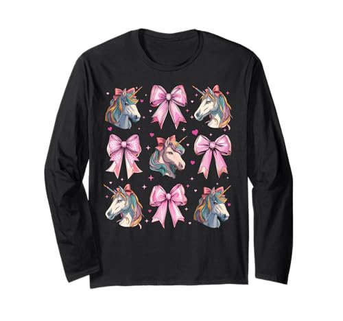 Einhorn Regenbogen Mädchen Kokette Schleife Rosa Mama Langarmshirt von Womens Pink Coquette Bow Unicorn Rainbow Gifts