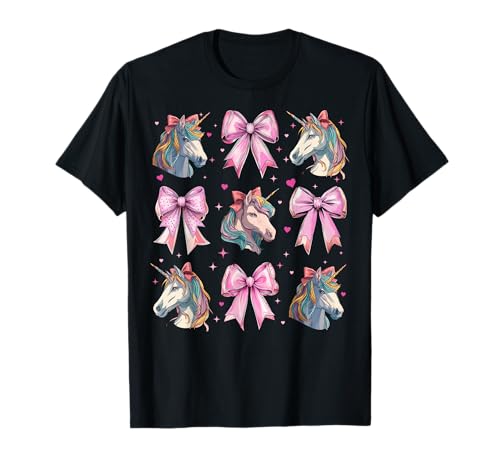 Einhorn Regenbogen Mädchen Kokette Schleife Rosa Mama T-Shirt von Womens Pink Coquette Bow Unicorn Rainbow Gifts