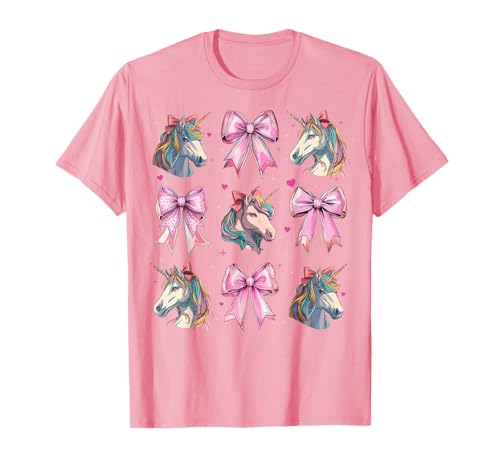 Einhorn Regenbogen Mädchen Kokette Schleife Rosa Mama T-Shirt von Womens Pink Coquette Bow Unicorn Rainbow Gifts