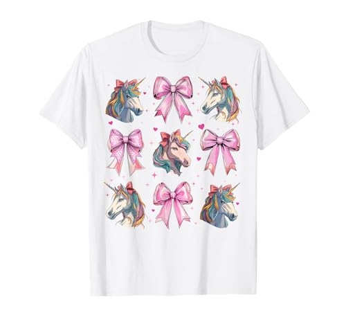 Einhorn Regenbogen Mädchen Kokette Schleife Rosa Mama T-Shirt von Womens Pink Coquette Bow Unicorn Rainbow Gifts