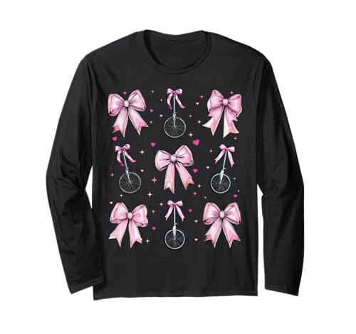 Einrad Einrad Mädchen Kokette Schleife Rosa Mama Mama Langarmshirt Einrad Einrad Mädchen Kokette Schleife Rosa Mama Mama Langarmshirt von Womens Pink Coquette Bow Unicycle Unicycling Gifts