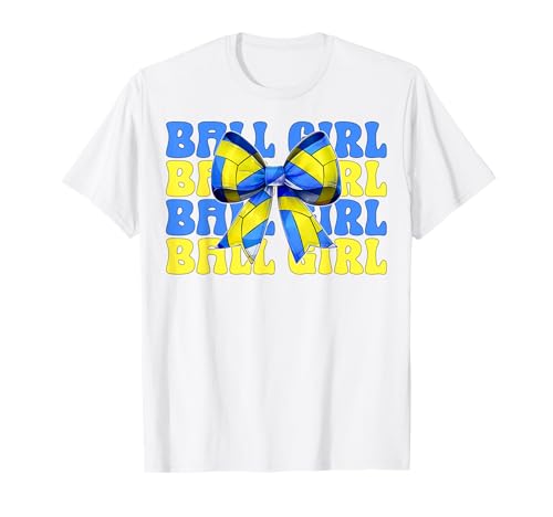 Ball Girl Volleyball Mädchen T-Shirt Ball Girl Volleyball Mädchen T-Shirt von Womens Pink Coquette Bow Volleyball Player Gifts