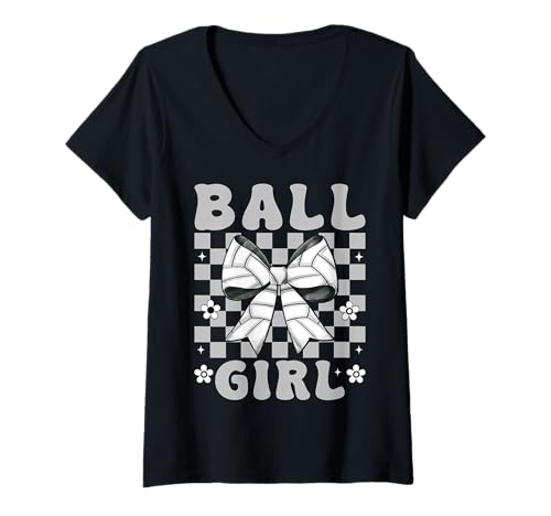 Damen Ball Girl Volleyball Mädchen Rosa T-Shirt mit V-Ausschnitt Damen Ball Girl Volleyball Mädchen Rosa T-Shirt mit V-Ausschnitt von Womens Pink Coquette Bow Volleyball Player Gifts