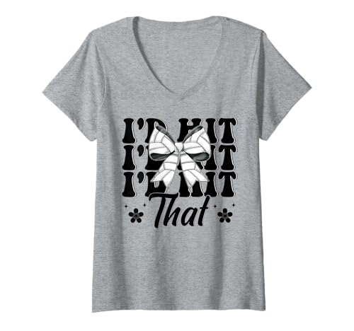 Damen Lustiges Volleyball-Mädchen Mama Muttertag Rosa I'd Hit That T-Shirt mit V-Ausschnitt Damen Lustiges Volleyball-Mädchen Mama Muttertag Rosa I'd Hit That T-Shirt mit V-Ausschnitt von Womens Pink Coquette Bow Volleyball Player Gifts