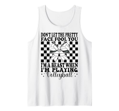 Ich bin ein Biest, wenn ich Volleyball spiele, Mädchen Tank Top Ich bin ein Biest, wenn ich Volleyball spiele, Mädchen Tank Top von Womens Pink Coquette Bow Volleyball Player Gifts