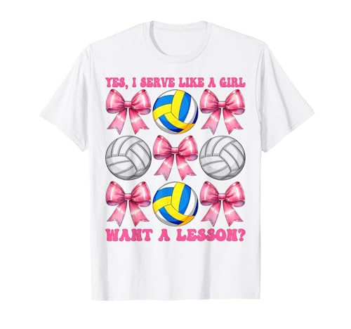 Volleyball Girl Mom Pink I Serve Like A Girl Want A Lektion T-Shirt Volleyball Girl Mom Pink I Serve Like A Girl Want A Lektion T-Shirt von Womens Pink Coquette Bow Volleyball Player Gifts