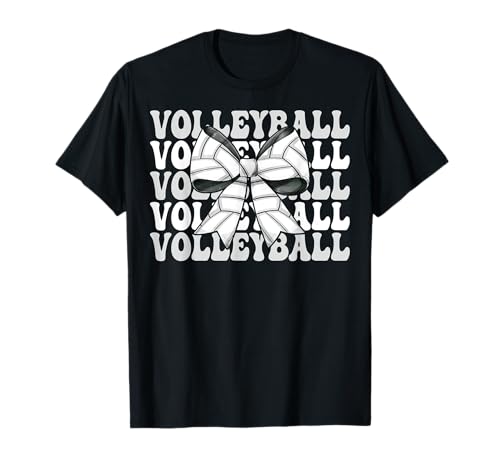 Volleyball Mädchen Volleyball Mama Muttertag Kokette Bogen T-Shirt Volleyball Mädchen Volleyball Mama Muttertag Kokette Bogen T-Shirt von Womens Pink Coquette Bow Volleyball Player Gifts