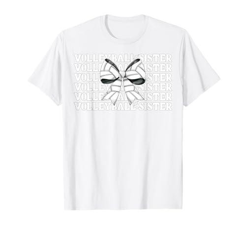 Volleyball Schwester Volleyball Mädchen Rosa Kokette Schleife T-Shirt Volleyball Schwester Volleyball Mädchen Rosa Kokette Schleife T-Shirt von Womens Pink Coquette Bow Volleyball Player Gifts