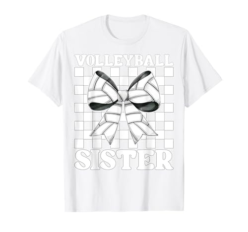 Volleyball Schwester Volleyball Mädchen Rosa Kokette Schleife T-Shirt Volleyball Schwester Volleyball Mädchen Rosa Kokette Schleife T-Shirt von Womens Pink Coquette Bow Volleyball Player Gifts