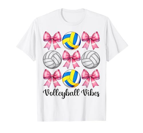 Volleyball Vibes Volleyball Mädchen Volleyball Mama Muttertag T-Shirt Volleyball Vibes Volleyball Mädchen Volleyball Mama Muttertag T-Shirt von Womens Pink Coquette Bow Volleyball Player Gifts