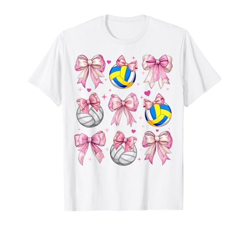 Volleyballspieler Team Girl Kokette Schleife Rosa Mama T-Shirt von Womens Pink Coquette Bow Volleyball Player Gifts