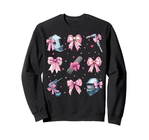 Schweißer Weld Girl Coquette Bow Pink Mom Sweatshirt Schweißer Weld Girl Coquette Bow Pink Mom Sweatshirt von Womens Pink Coquette Bow Welding Welder Gifts