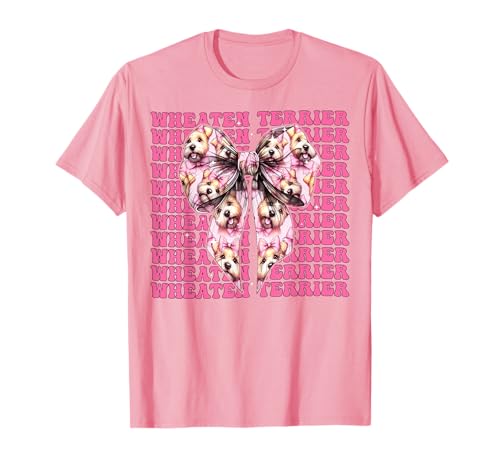 Weizen-Terrier Hunde-Mädchen Kokette Schleife Rosa Schleife T-Shirt von Womens Pink Coquette Bow Wheaten Terrier Dog Gifts