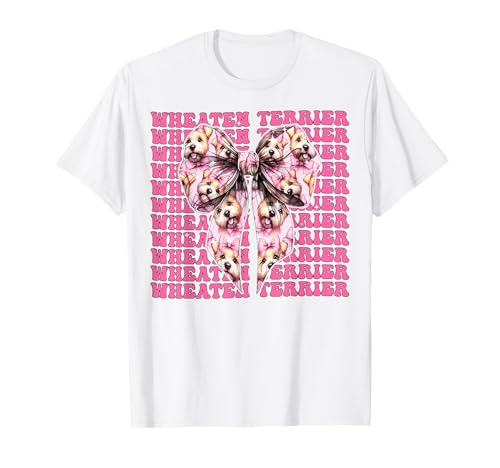 Weizen-Terrier Hunde-Mädchen Kokette Schleife Rosa Schleife T-Shirt von Womens Pink Coquette Bow Wheaten Terrier Dog Gifts