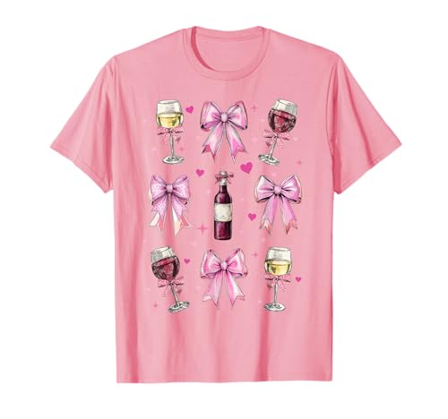 Wine Dog Mama Trinker Girl Coquette Bow Rosa Mama T-Shirt von Womens Pink Coquette Bow Wine Drinking Gifts