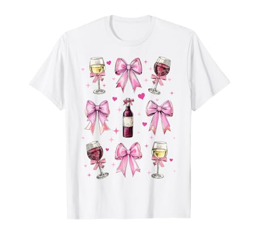 Wine Dog Mama Trinker Girl Coquette Bow Rosa Mama T-Shirt von Womens Pink Coquette Bow Wine Drinking Gifts