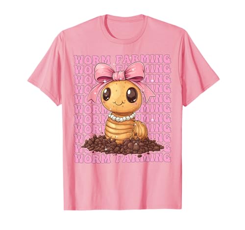 Wurmzucht Vermiculture Wurm Farmer Farm Girl Kokette T-Shirt Wurmzucht Vermiculture Wurm Farmer Farm Girl Kokette T-Shirt von Womens Pink Coquette Bow Worm Farming Gifts
