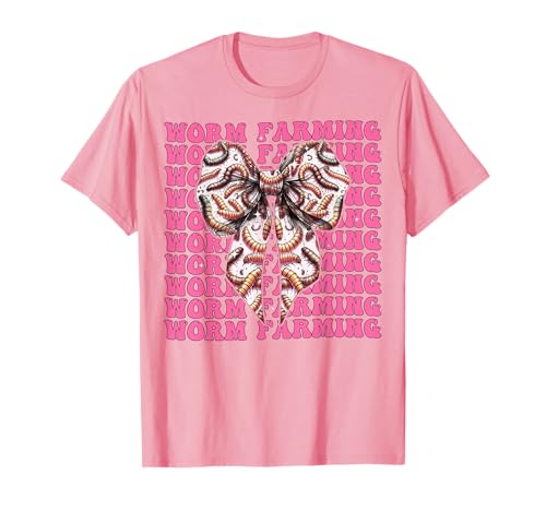 Wurmzucht Vermiculture Wurm Farmer Farm Girl Kokette T-Shirt Wurmzucht Vermiculture Wurm Farmer Farm Girl Kokette T-Shirt von Womens Pink Coquette Bow Worm Farming Gifts