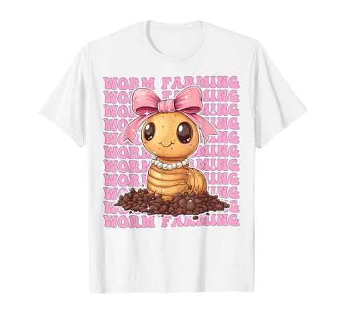Wurmzucht Vermiculture Wurm Farmer Farm Girl Kokette T-Shirt Wurmzucht Vermiculture Wurm Farmer Farm Girl Kokette T-Shirt von Womens Pink Coquette Bow Worm Farming Gifts