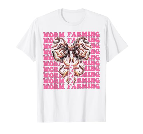 Wurmzucht Vermiculture Wurm Farmer Farm Girl Kokette T-Shirt Wurmzucht Vermiculture Wurm Farmer Farm Girl Kokette T-Shirt von Womens Pink Coquette Bow Worm Farming Gifts
