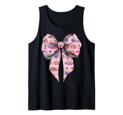 Coquette Bow Cafeteria Worker Mittagessen Dame Mädchen Mama Mama Tank Top von Womens Pink Coquette Ribbon Cafeteria Worker Gifts