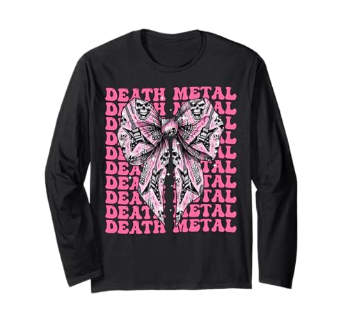Coquette Bow Death Metal Heavy Metal E-Gitarre Girl Langarmshirt von Womens Pink Coquette Ribbon Death Metal Gifts
