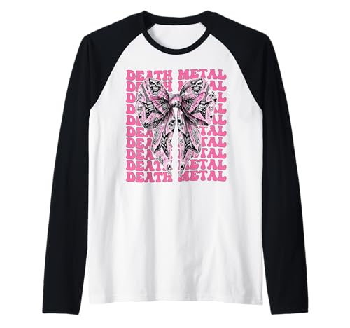 Coquette Bow Death Metal Heavy Metal E-Gitarre Girl Raglan von Womens Pink Coquette Ribbon Death Metal Gifts