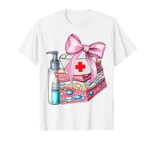 Coquette Bow Dermatologie Krankenschwester Derm Girl Mama Muttertag T-Shirt von Womens Pink Coquette Ribbon Dermatologist Gifts