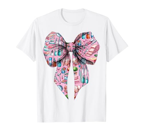 Coquette Bow Dermatologie Krankenschwester Derm Girl Mama Muttertag T-Shirt von Womens Pink Coquette Ribbon Dermatologist Gifts