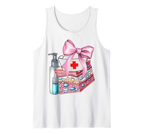 Coquette Bow Dermatologie Krankenschwester Derm Girl Mama Muttertag Tank Top von Womens Pink Coquette Ribbon Dermatologist Gifts
