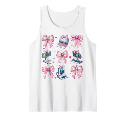 Coquette Bow Bildungstechnologin Tech Girl Mama Mama Tank Top Coquette Bow Bildungstechnologin Tech Girl Mama Mama Tank Top von Womens Pink Coquette Ribbon Educational Tech Gifts