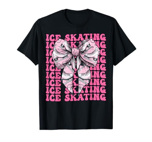 Coquette Bow Ice Skating Ice Skater Eiskunstlauf Mädchen Mama T-Shirt von Womens Pink Coquette Ribbon Figure Skating Gifts