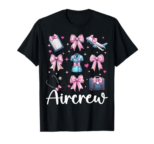 Aircrew Flug Krankenschwester Flug Sanitäter Sanitäter Mädchen Kokette T-Shirt Aircrew Flug Krankenschwester Flug Sanitäter Sanitäter Mädchen Kokette T-Shirt von Womens Pink Coquette Ribbon Flight Nurse Gifts