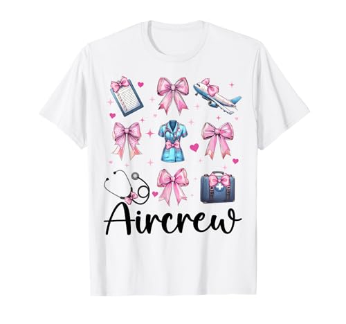 Aircrew Flug Krankenschwester Flug Sanitäter Sanitäter Mädchen Kokette T-Shirt Aircrew Flug Krankenschwester Flug Sanitäter Sanitäter Mädchen Kokette T-Shirt von Womens Pink Coquette Ribbon Flight Nurse Gifts