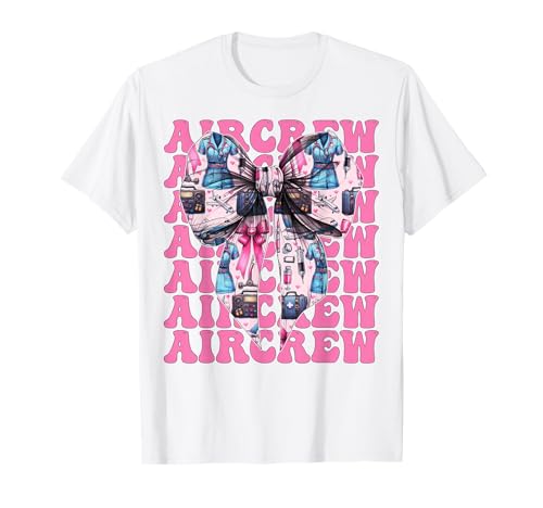 Aircrew Flug Krankenschwester Flug Sanitäter Sanitäter Mädchen Kokette T-Shirt von Womens Pink Coquette Ribbon Flight Nurse Gifts