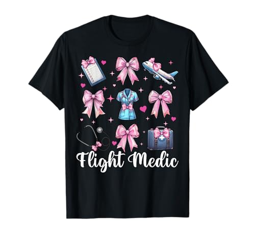 Flight Medic Flight Nurse Sanitäter Mädchen Mama Kokette Bogen T-Shirt Flight Medic Flight Nurse Sanitäter Mädchen Mama Kokette Bogen T-Shirt von Womens Pink Coquette Ribbon Flight Nurse Gifts