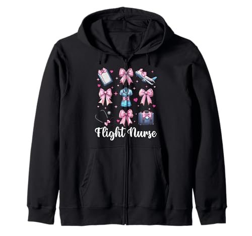 Flug Krankenschwester Krankenpflege Flug Sanitäter Sanitäter Mädchen Kokette Kapuzenjacke Flug Krankenschwester Krankenpflege Flug Sanitäter Sanitäter Mädchen Kokette Kapuzenjacke von Womens Pink Coquette Ribbon Flight Nurse Gifts