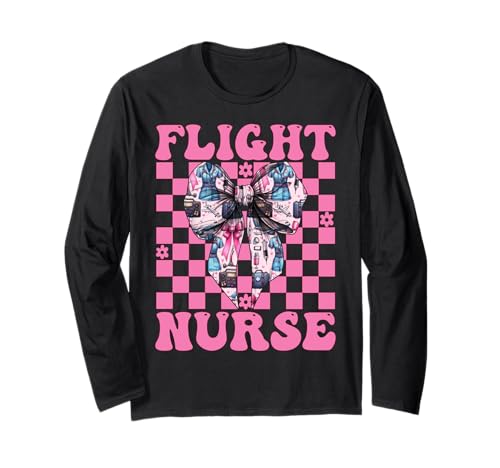 Flug Krankenschwester Krankenpflege Flug Sanitäter Sanitäter Mädchen Kokette Langarmshirt von Womens Pink Coquette Ribbon Flight Nurse Gifts