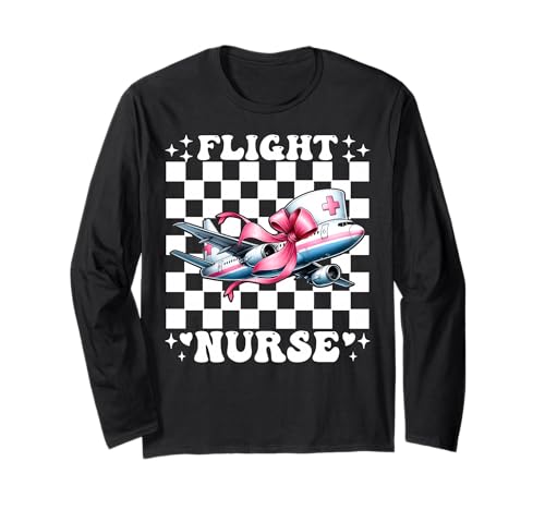 Flug Krankenschwester Krankenpflege Flug Sanitäter Sanitäter Mädchen Kokette Langarmshirt Flug Krankenschwester Krankenpflege Flug Sanitäter Sanitäter Mädchen Kokette Langarmshirt von Womens Pink Coquette Ribbon Flight Nurse Gifts