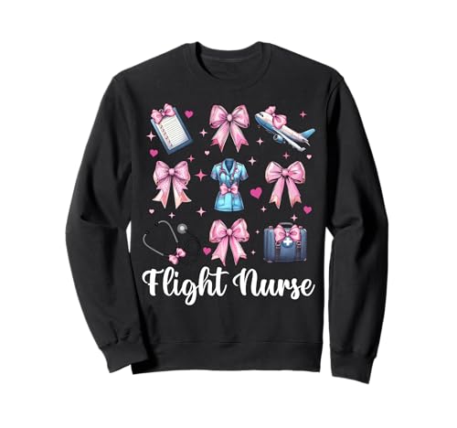 Flug Krankenschwester Krankenpflege Flug Sanitäter Sanitäter Mädchen Kokette Sweatshirt Flug Krankenschwester Krankenpflege Flug Sanitäter Sanitäter Mädchen Kokette Sweatshirt von Womens Pink Coquette Ribbon Flight Nurse Gifts