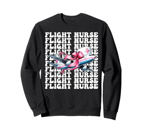 Flug Krankenschwester Krankenpflege Flug Sanitäter Sanitäter Mädchen Kokette Sweatshirt Flug Krankenschwester Krankenpflege Flug Sanitäter Sanitäter Mädchen Kokette Sweatshirt von Womens Pink Coquette Ribbon Flight Nurse Gifts