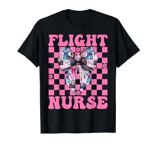 Flug Krankenschwester Krankenpflege Flug Sanitäter Sanitäter Mädchen Kokette T-Shirt von Womens Pink Coquette Ribbon Flight Nurse Gifts