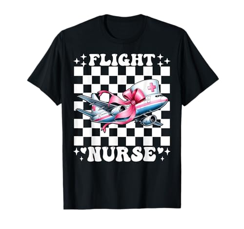 Flug Krankenschwester Krankenpflege Flug Sanitäter Sanitäter Mädchen Kokette T-Shirt Flug Krankenschwester Krankenpflege Flug Sanitäter Sanitäter Mädchen Kokette T-Shirt von Womens Pink Coquette Ribbon Flight Nurse Gifts